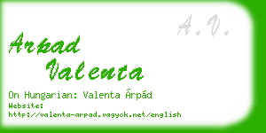arpad valenta business card